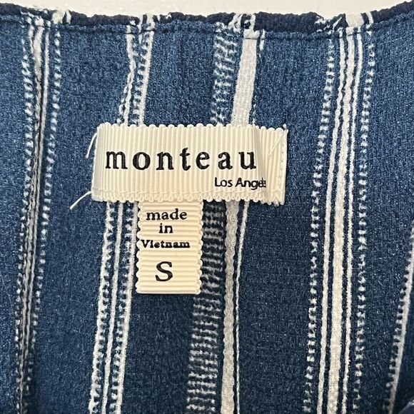 Monteau Blue & White Spaghetti Strap Romper - Picture 8 of 10